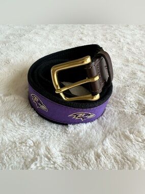 Baltimore Ravens Belt Mens 38 Purple Vineyard Vines Canvas Brass Buckle NFL MD